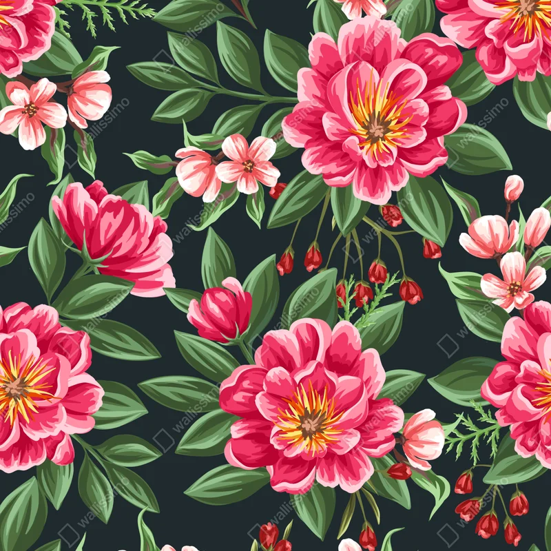 Fensteraufkleber rosa aquarell blumenmuster auf dunklem hintergrund Fensteraufkleber rosa aquarell blumenmuster auf dunklem hintergrund