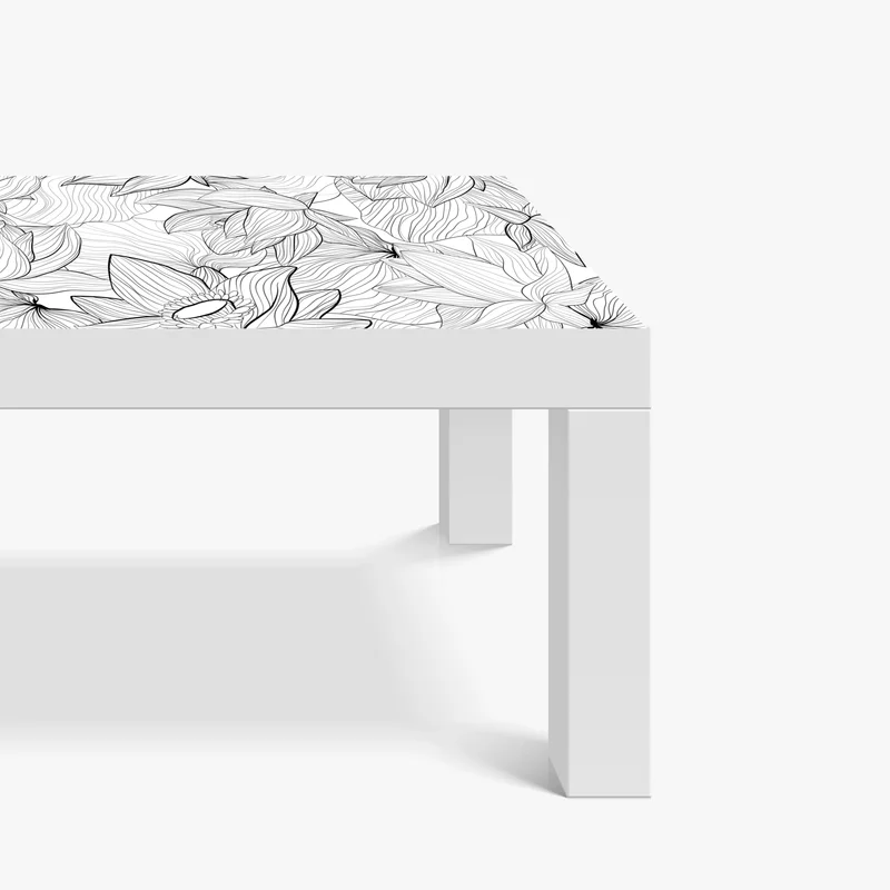 Tischaufkleber und Schreibtischaufkleber zarte lotus-linienzeichnung