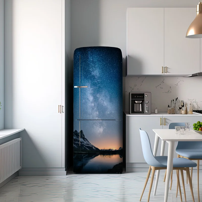 Kühlschrankaufkleber milchstraße über bergspiegelung