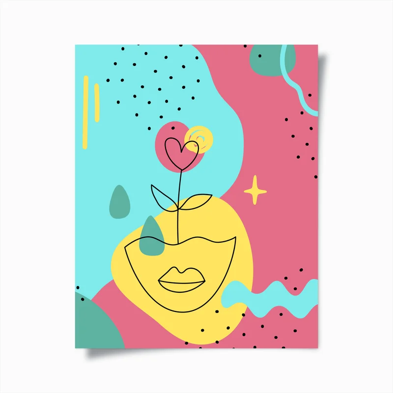 Poster moderner abstrakter herzblume • Poster bei Wallnifity® Poster moderner abstrakter herzblume • Poster bei Wallnifity®