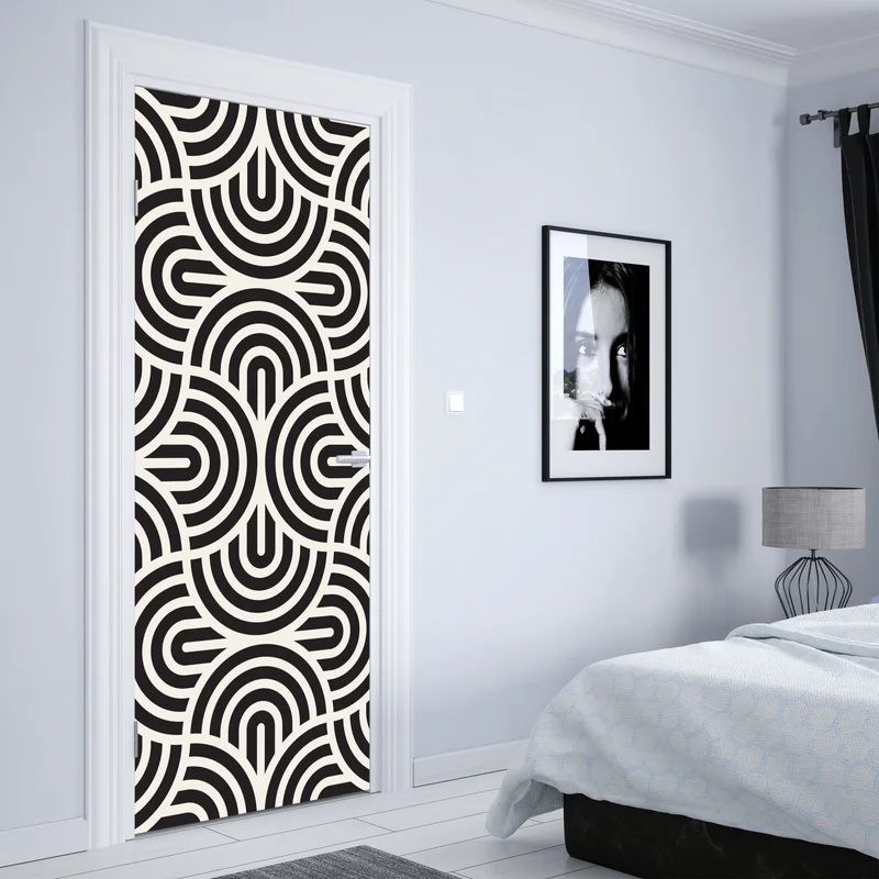 Türaufkleber schwarz-weiß geometrisches muster