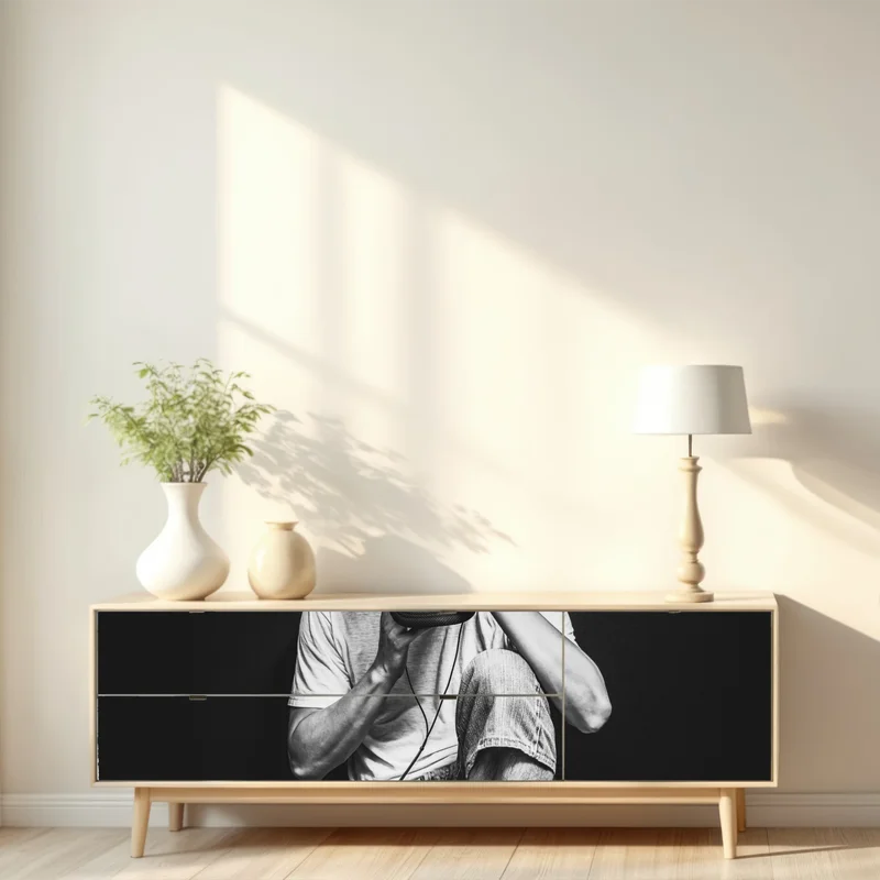 Repositionierbarer Aufkleber introvertierter musiker am keyboard