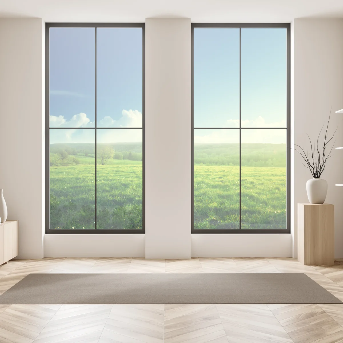 Fensteraufkleber sonnige frühlingswiese im abendlicht Fensteraufkleber sonnige frühlingswiese im abendlicht