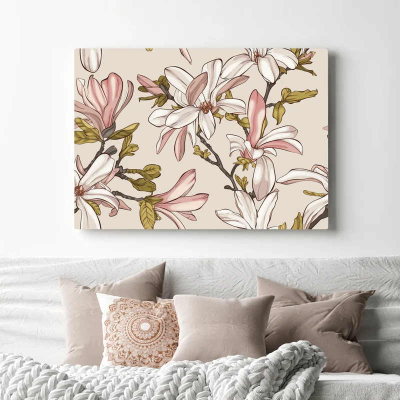 Leinwandbild pastell magnolien auf beigem grund Leinwandbild pastell magnolien auf beigem grund