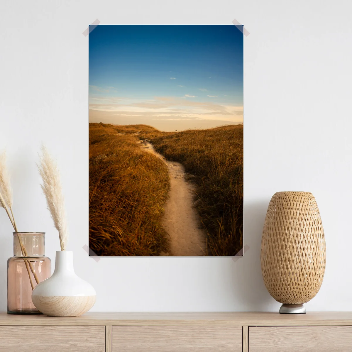 Poster sonnenbeschienener weg durch die dünen Poster sonnenbeschienener weg durch die dünen