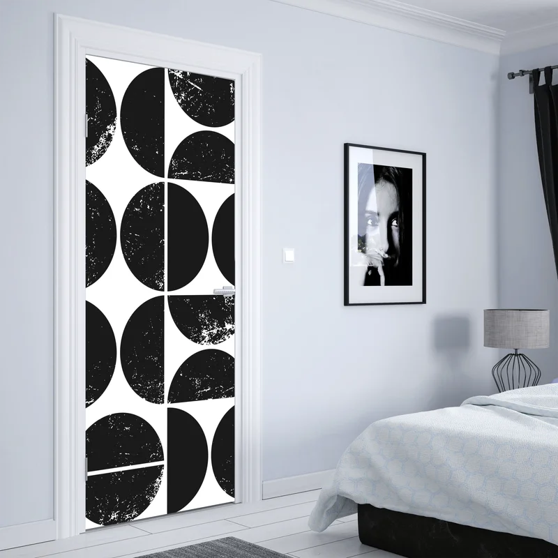 Türaufkleber schwarzes geometrisches kreismuster