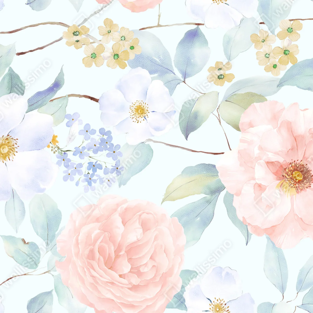 Fensteraufkleber zarte pastellblumen in aquarell Fensteraufkleber zarte pastellblumen in aquarell