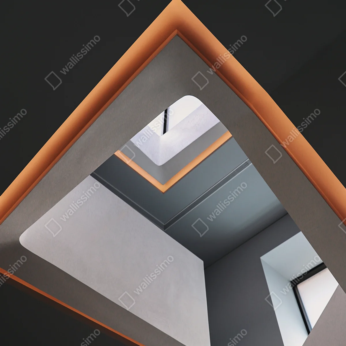 Repositionierbarer Aufkleber minimalistisches geometrisches interieur mit oberlicht Repositionierbarer Aufkleber minimalistisches geometrisches interieur mit oberlicht