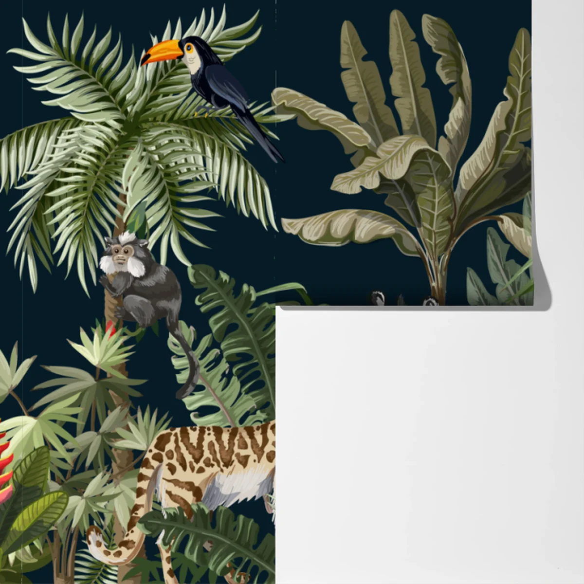 Fototapeta tropikalna scena dżungli z dziką fauną Fototapeta tropikalna scena dżungli z dziką fauną