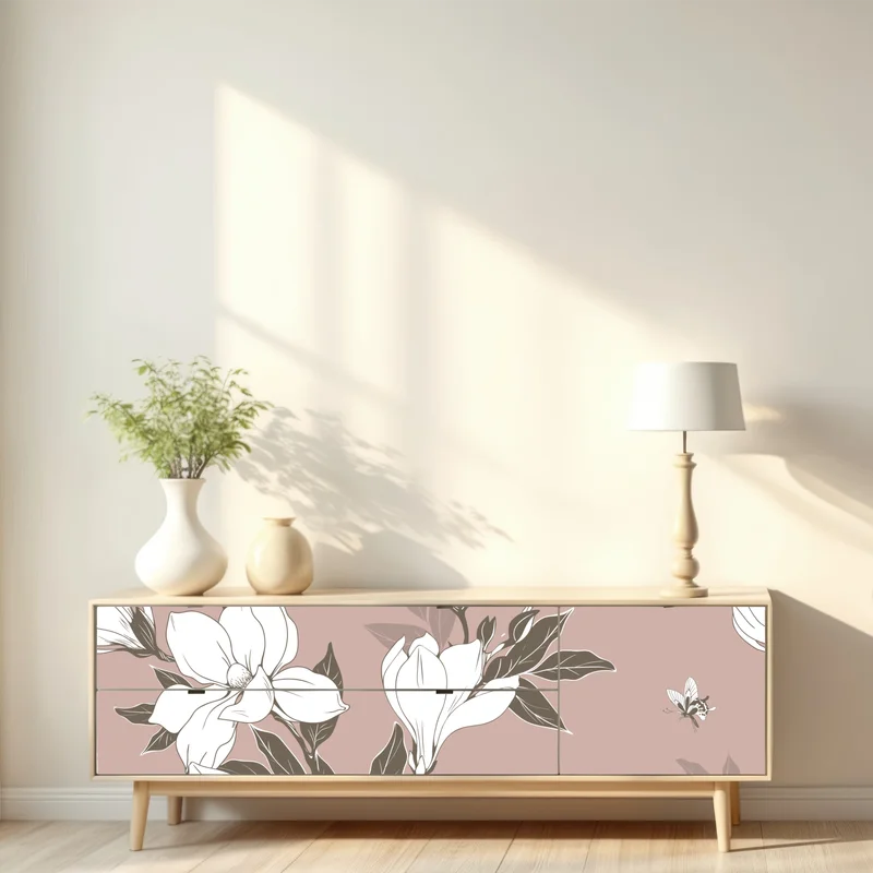 Repositionierbarer Aufkleber zartes magnolienmuster
