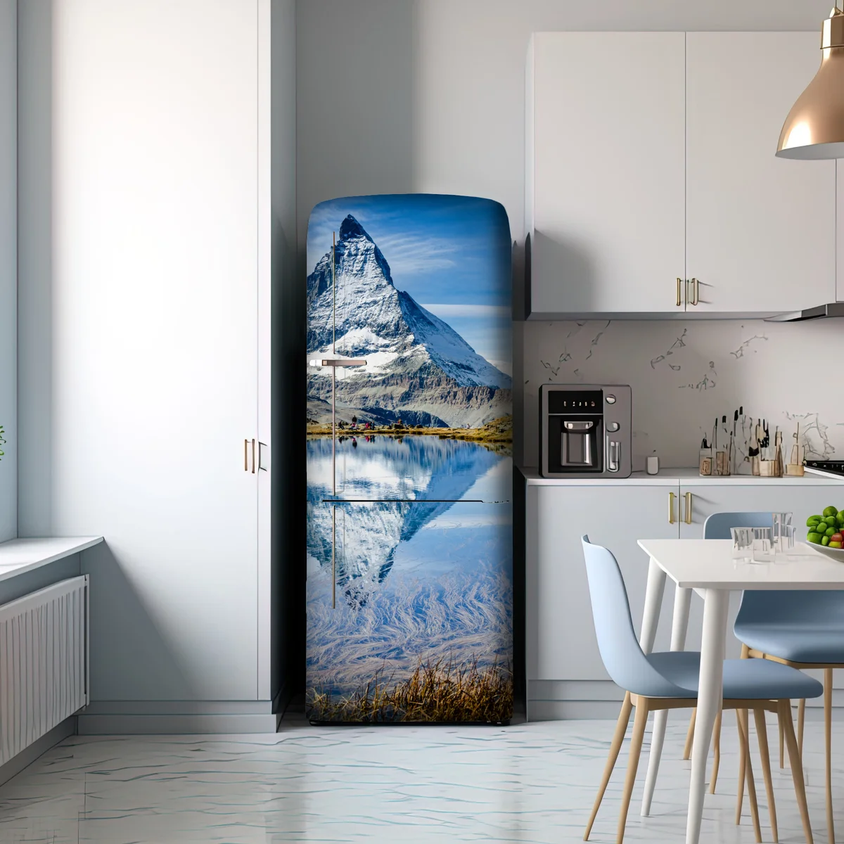 Kühlschrankaufkleber majestätisches Matterhorn im spiegel eines alpensees Kühlschrankaufkleber majestätisches Matterhorn im spiegel eines alpensees