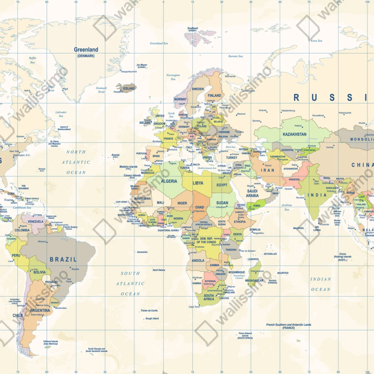 Fototapete vintage weltkarte in pastellfarben Fototapete vintage weltkarte in pastellfarben