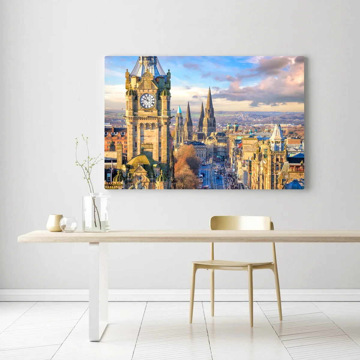 Leinwandbild Edinburgh skyline mit schloss und uhrturm Leinwandbild Edinburgh skyline mit schloss und uhrturm