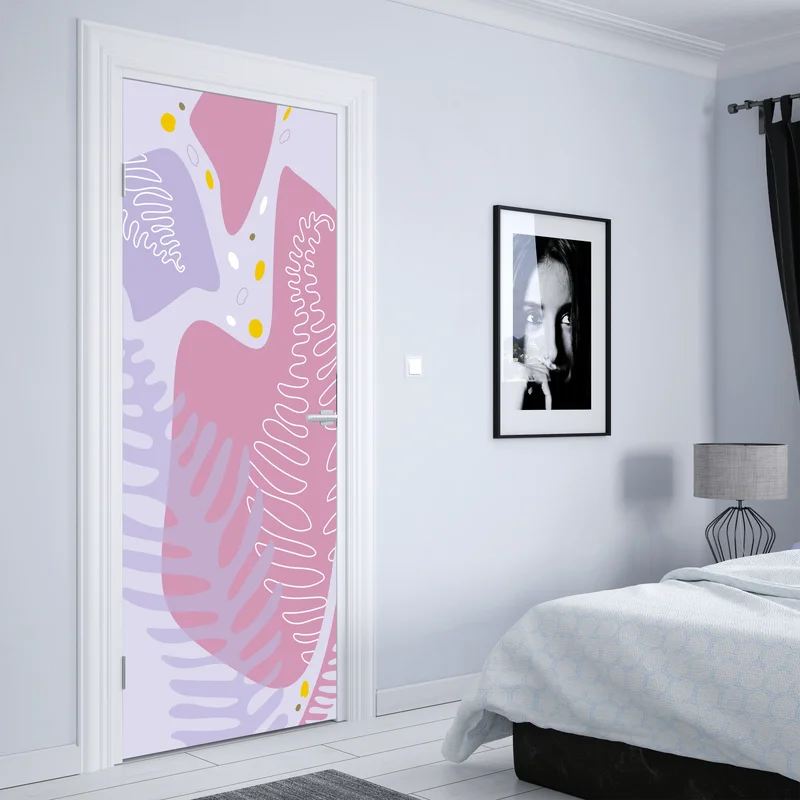 Türaufkleber zarte pastell-botanische abstraktion