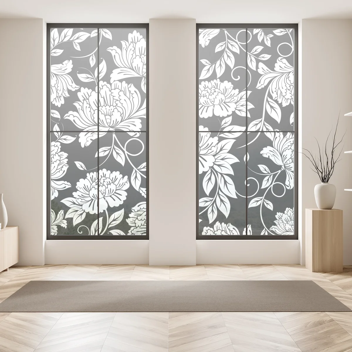 Fensteraufkleber monochromes blumenmuster Fensteraufkleber monochromes blumenmuster