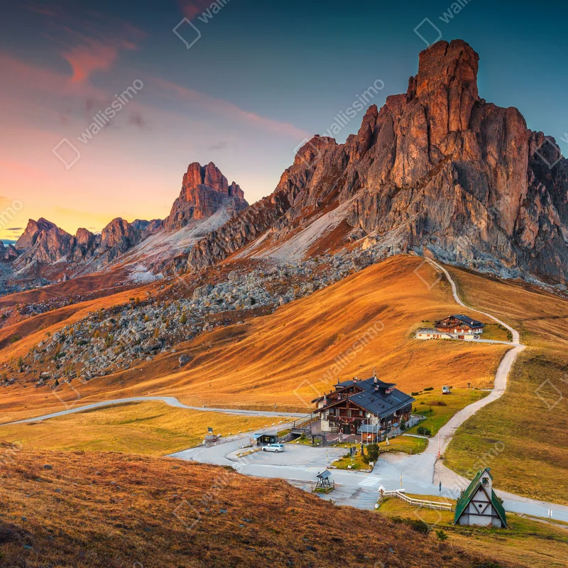 Leinwandbild sonnenuntergang über Passo Giau, Dolomiten Leinwandbild sonnenuntergang über Passo Giau, Dolomiten