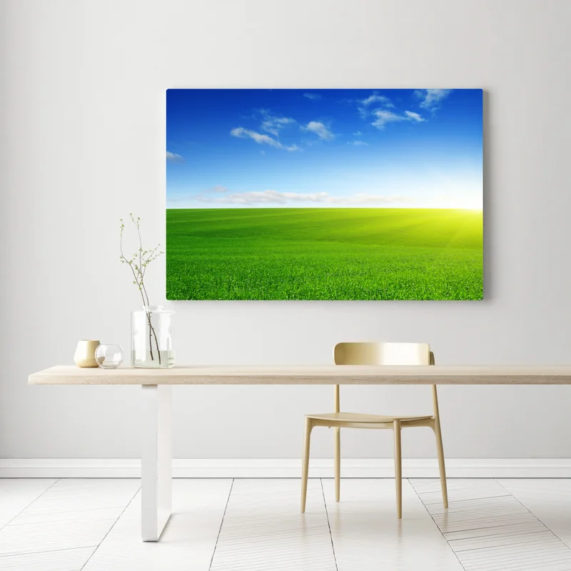 Leinwandbild sonnenbeschienene grüne wiese im morgenlicht Leinwandbild sonnenbeschienene grüne wiese im morgenlicht