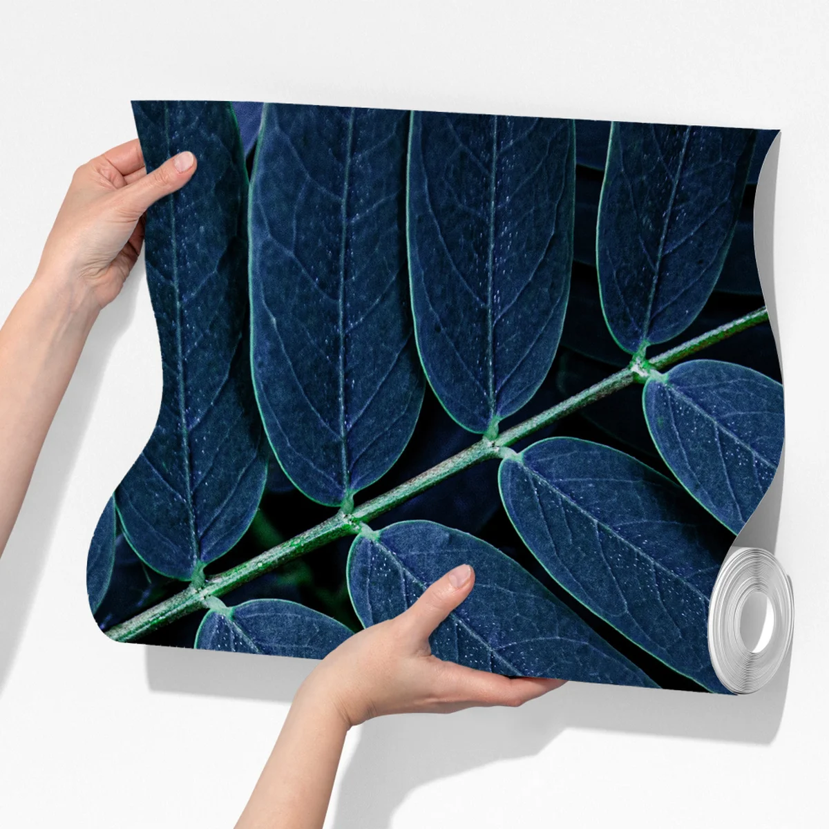 Fototapeta niebieski wzór liści Fototapeta niebieski wzór liści