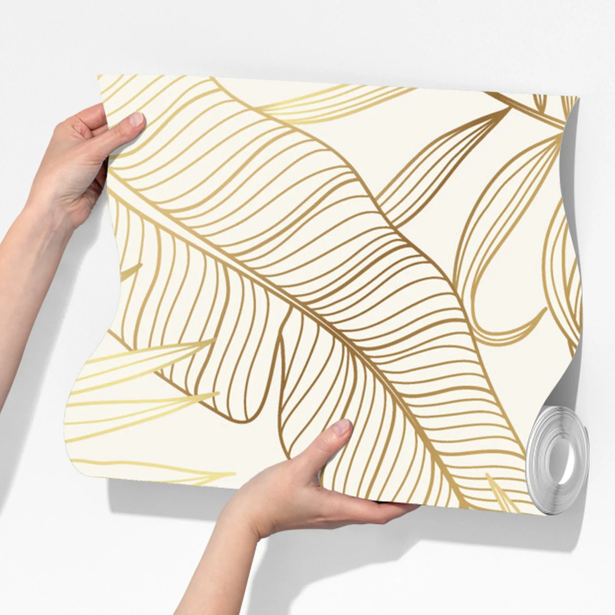 Fototapete goldene tropische blätter auf beigem hintergrund Fototapete goldene tropische blätter auf beigem hintergrund