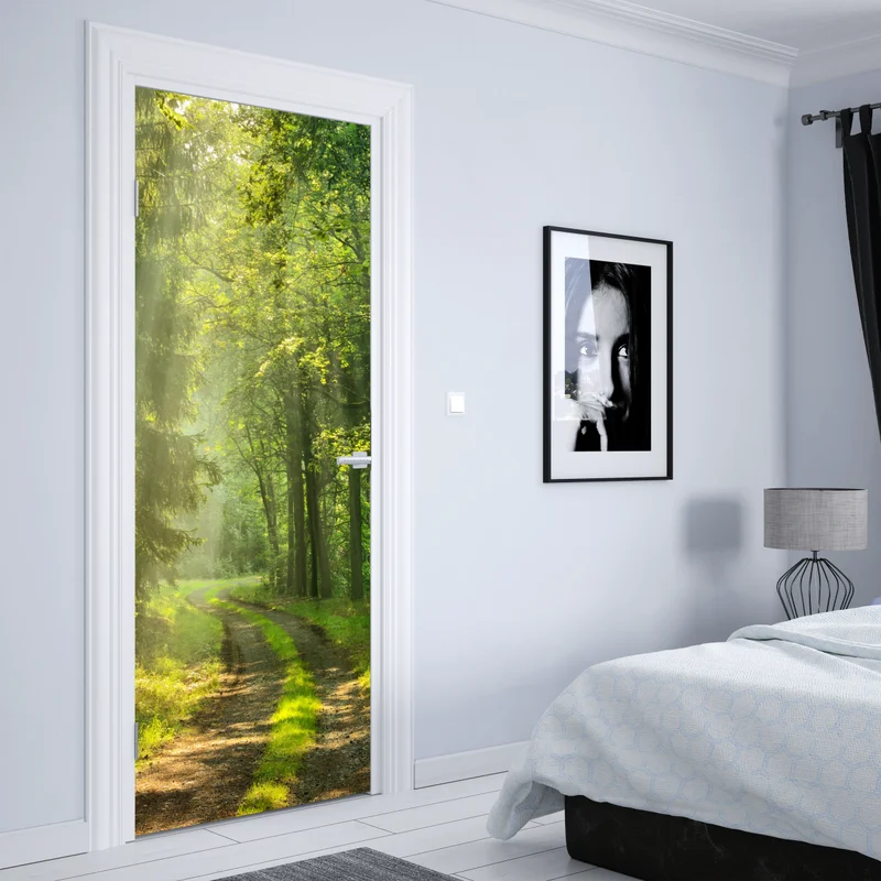Türaufkleber sonnenbeschienener waldpfad Türaufkleber sonnenbeschienener waldpfad