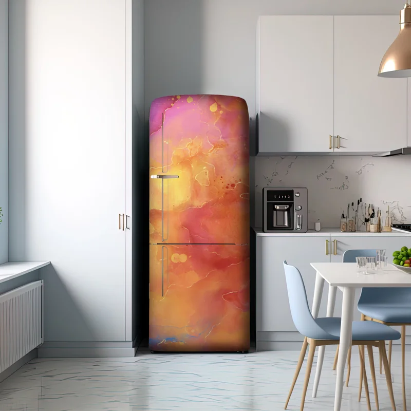 Kühlschrankaufkleber lebhafte aquarell-abstraktion in warmen tönen