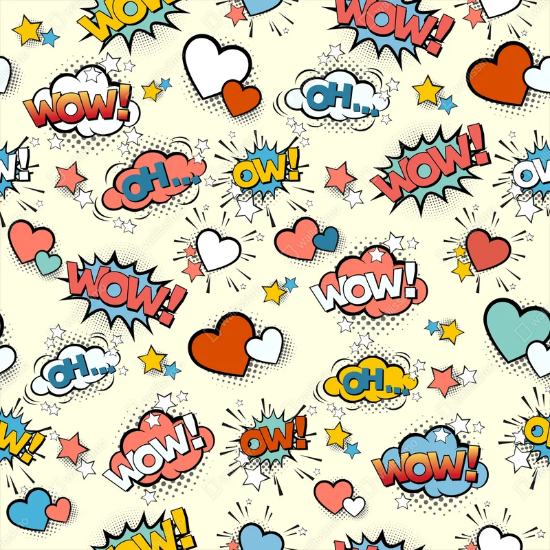 Türaufkleber pop art comic-herzen und sprechblasen Türaufkleber pop art comic-herzen und sprechblasen