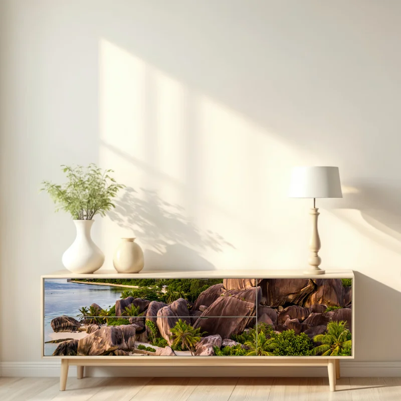 Repositionierbarer Aufkleber Anse d'Argent tropischer granitstrand Repositionierbarer Aufkleber Anse d'Argent tropischer granitstrand