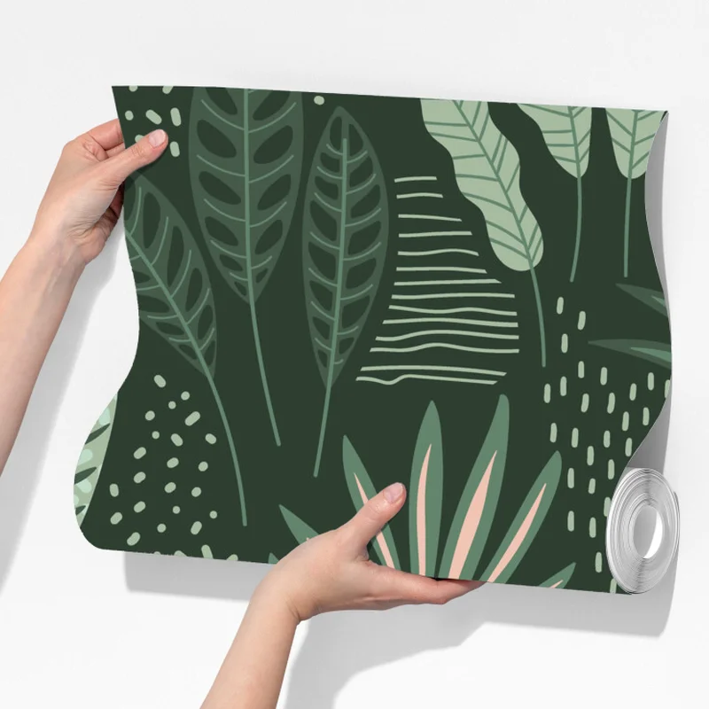 Fototapete tropisches blättermuster in sanften grüntönen und rosa Fototapete tropisches blättermuster in sanften grüntönen und rosa