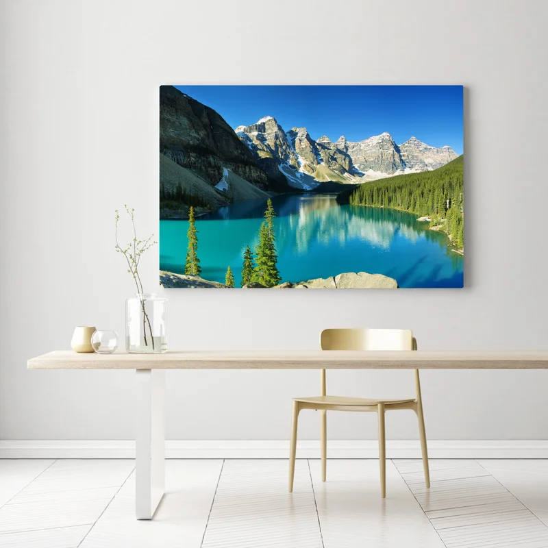 Leinwandbild ruhiger türkisfarbener bergsee Leinwandbild ruhiger türkisfarbener bergsee