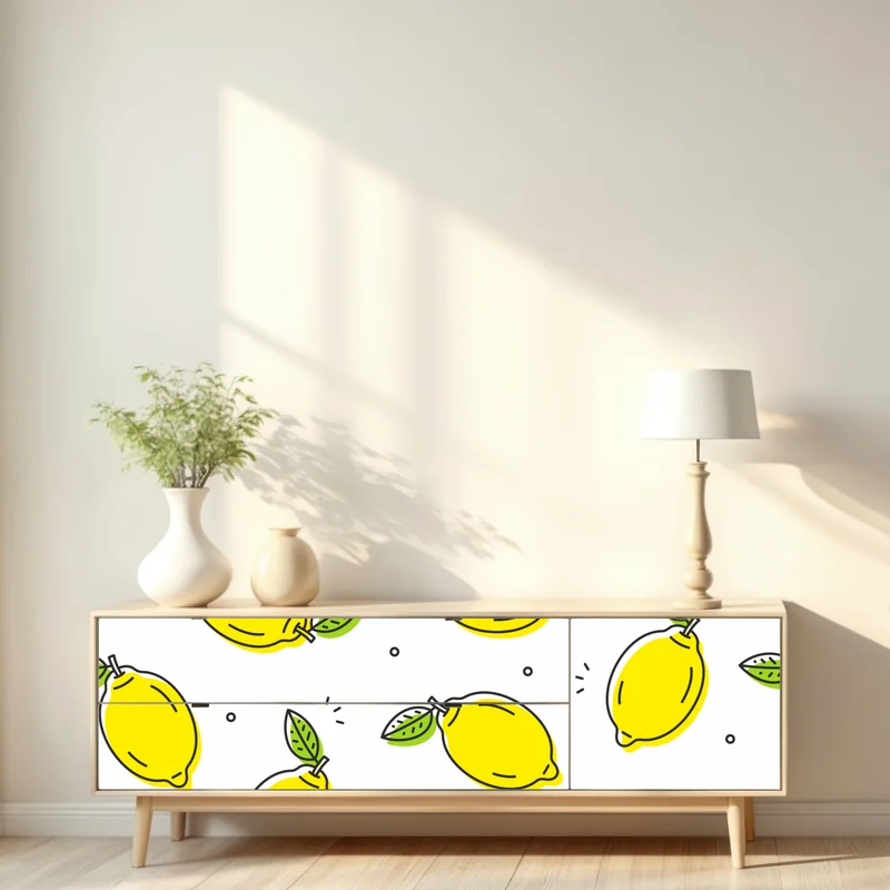 Repositionierbarer Aufkleber sonniges zitronenmuster