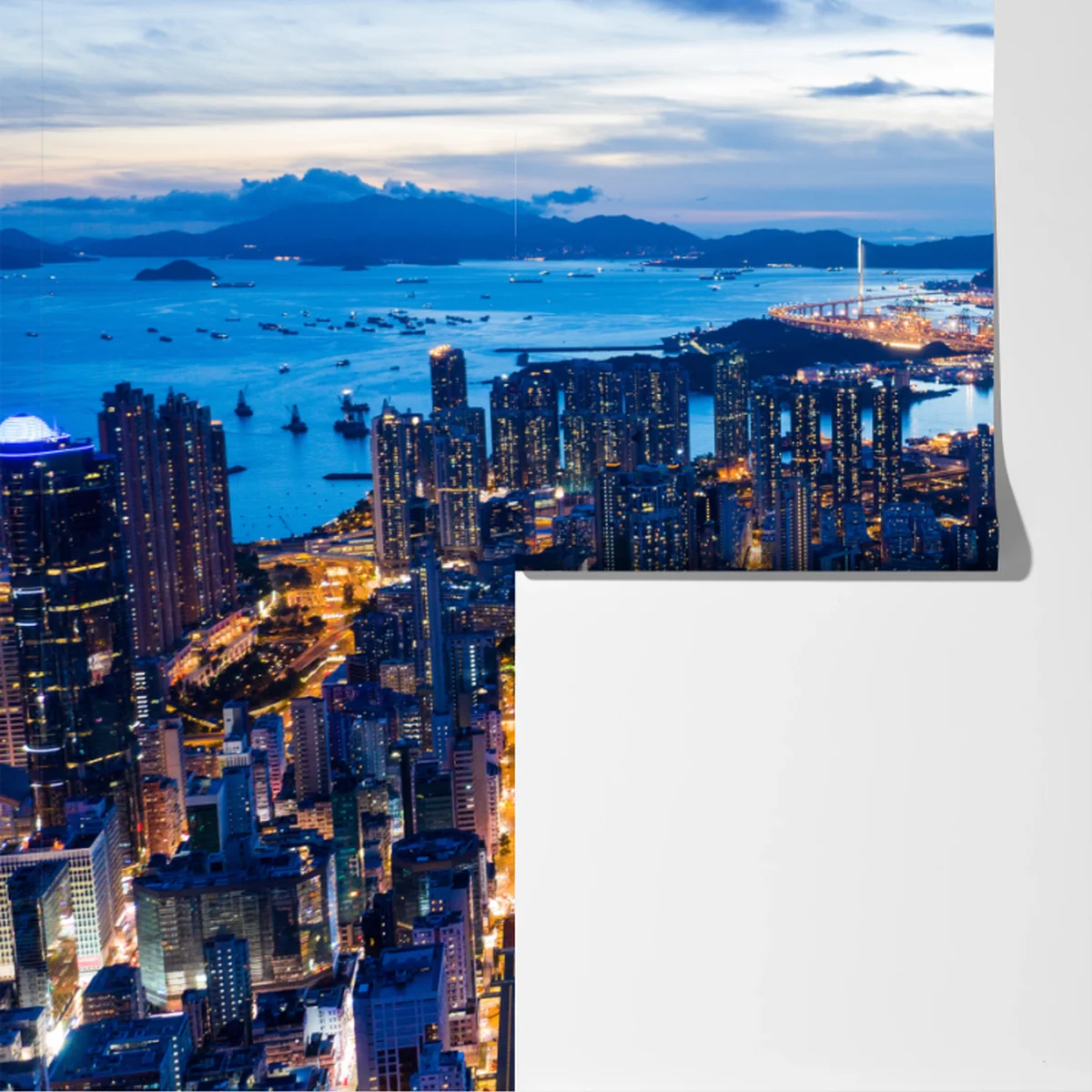 Fototapete Hongkong skyline über Mong Kok bei dämmerung Fototapete Hongkong skyline über Mong Kok bei dämmerung