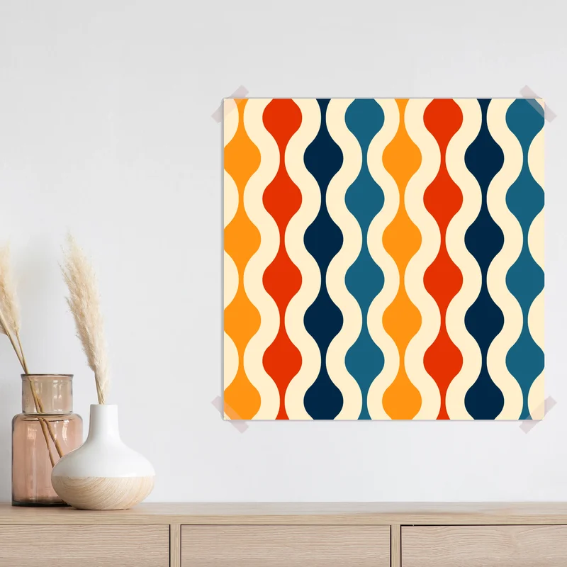 Poster retro welliges mid-century muster Poster retro welliges mid-century muster