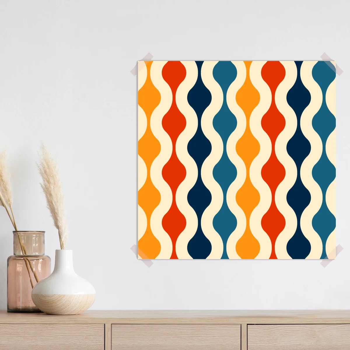 Poster retro welliges mid-century muster Poster retro welliges mid-century muster