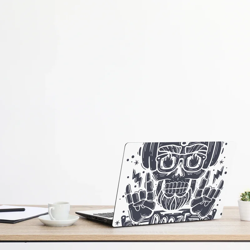 Laptop-Aufkleber dj-schädel mit boombox und kopfhörern