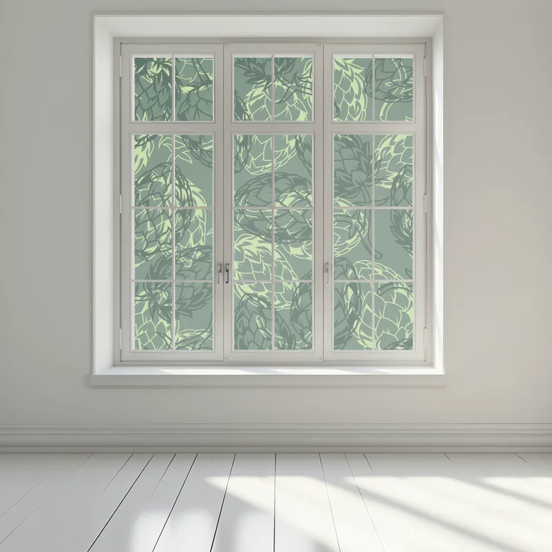 Fensteraufkleber grünes hopfenmuster
