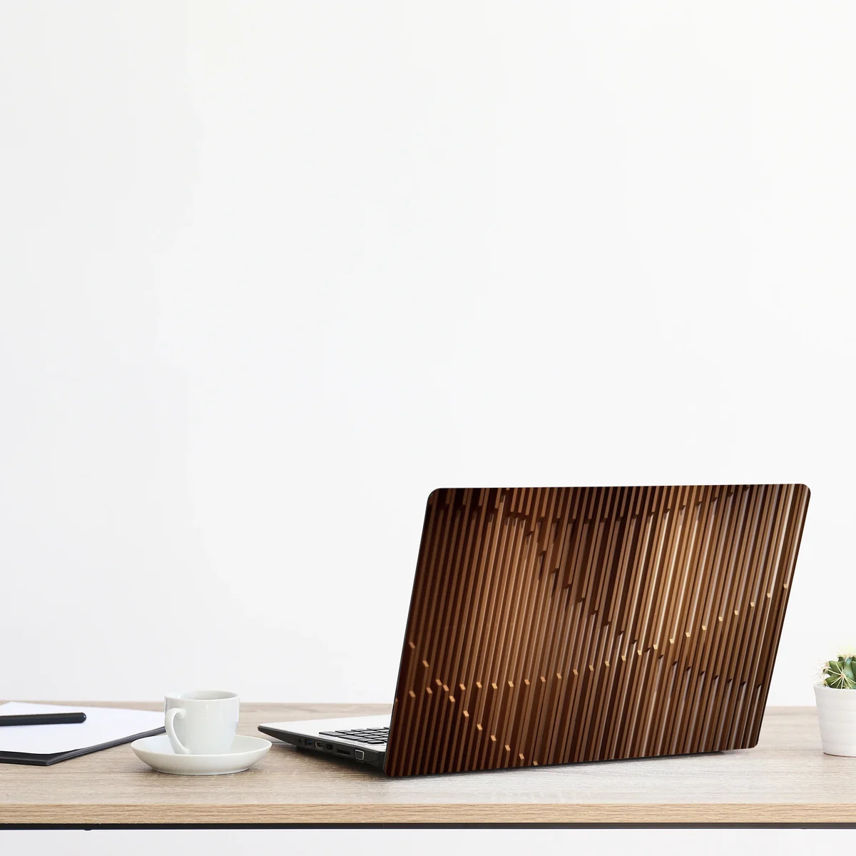 Laptop-Aufkleber warmes muster aus holzlamellen für die wand Laptop-Aufkleber warmes muster aus holzlamellen für die wand