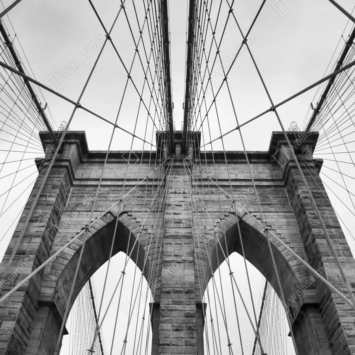 Türaufkleber perspektive der Brooklyn Bridge in monochrom Türaufkleber perspektive der Brooklyn Bridge in monochrom