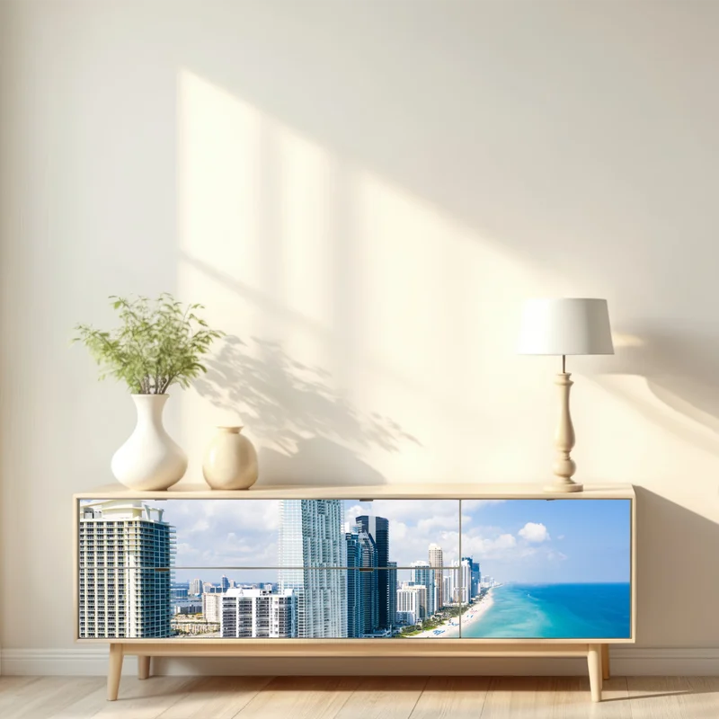 Repositionierbarer Aufkleber türkisfarbene strand-skyline