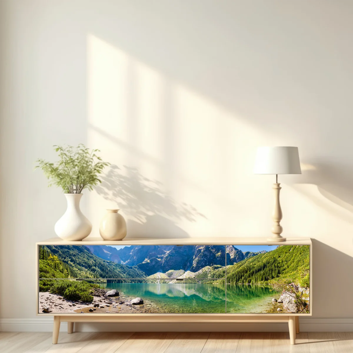 Repositionierbarer Aufkleber ruhiger alpensee Repositionierbarer Aufkleber ruhiger alpensee