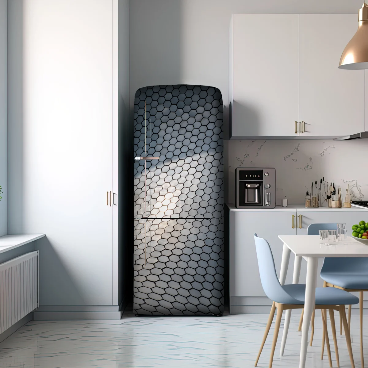 Kühlschrankaufkleber metallische hexagon geometrische fassade Kühlschrankaufkleber metallische hexagon geometrische fassade