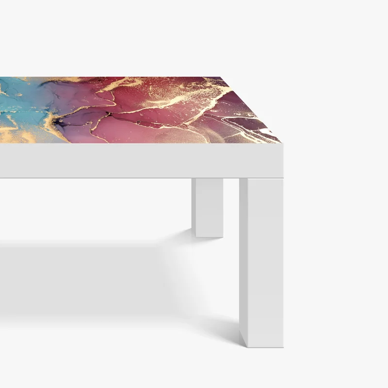 Tischaufkleber und Schreibtischaufkleber abstraktes marmoriertes bild in türkis und lila mit gold