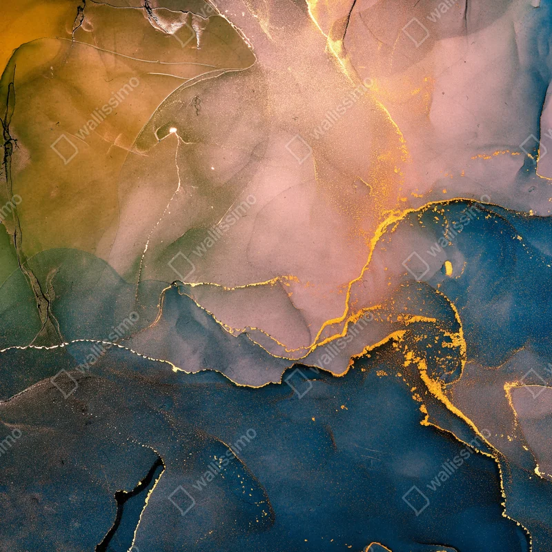 Repositionierbarer Aufkleber blaues und goldenes abstraktes marmormotiv Repositionierbarer Aufkleber blaues und goldenes abstraktes marmormotiv