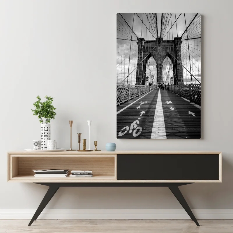 Leinwandbild Brooklyn Bridge perspektive in monochrom Leinwandbild Brooklyn Bridge perspektive in monochrom