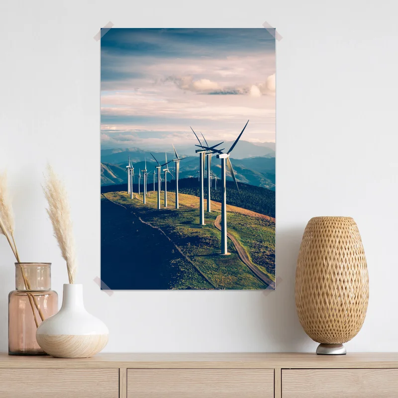 Poster windräder auf dem bergkamm • Poster bei Wallnifity® Poster windräder auf dem bergkamm • Poster bei Wallnifity®