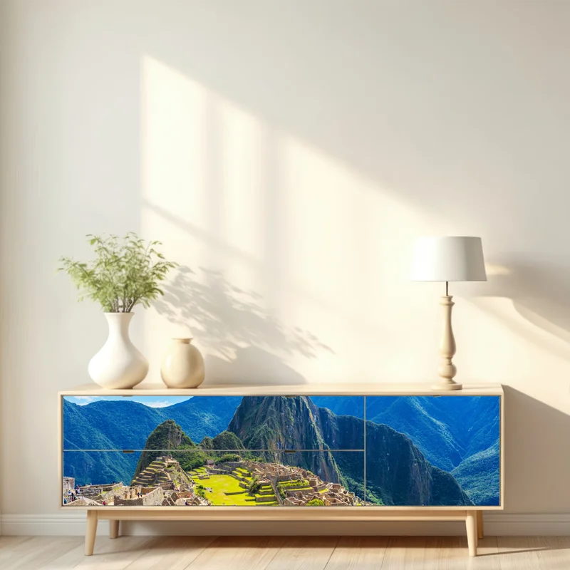 Repositionierbarer Aufkleber Machu Picchu antike andine zitadelle