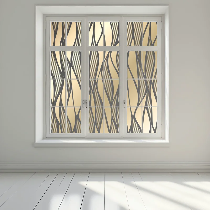 Fensteraufkleber luxuriöses goldenes abstraktes wellenmuster