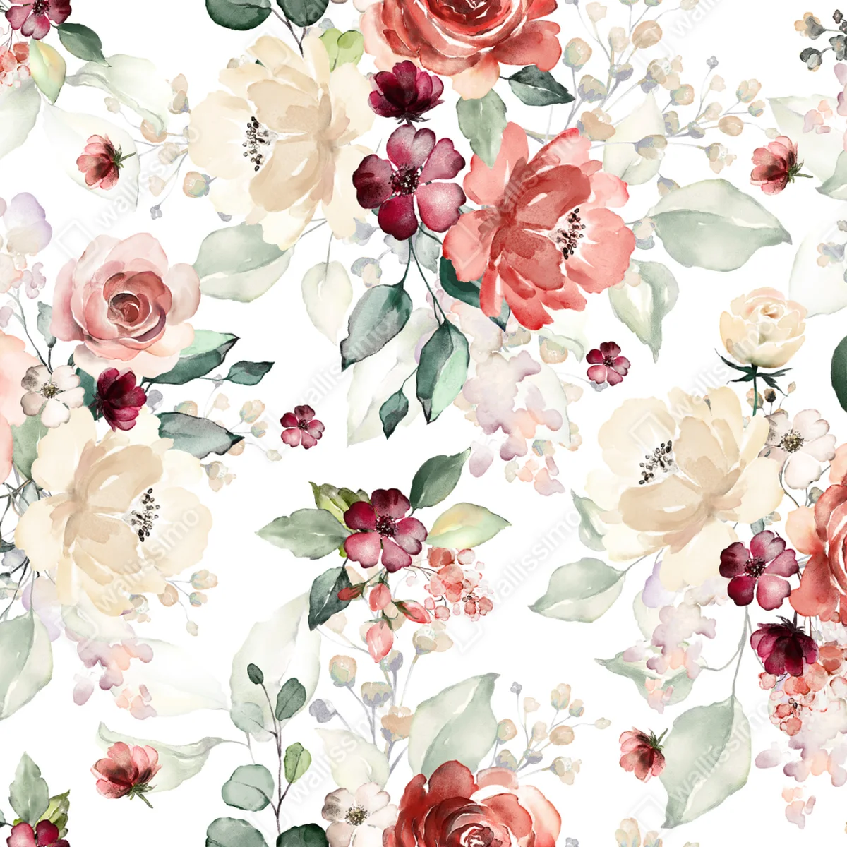 Tischaufkleber und Schreibtischaufkleber zartes aquarell rosenmuster Tischaufkleber und Schreibtischaufkleber zartes aquarell rosenmuster