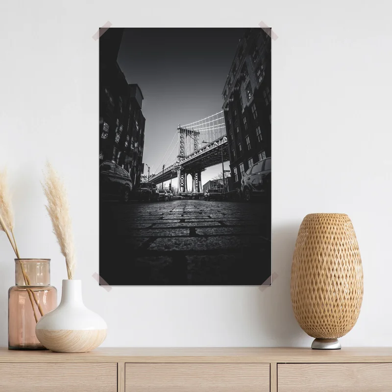 Poster Manhattan brücke perspektive über kopfsteinpflaster Poster Manhattan brücke perspektive über kopfsteinpflaster
