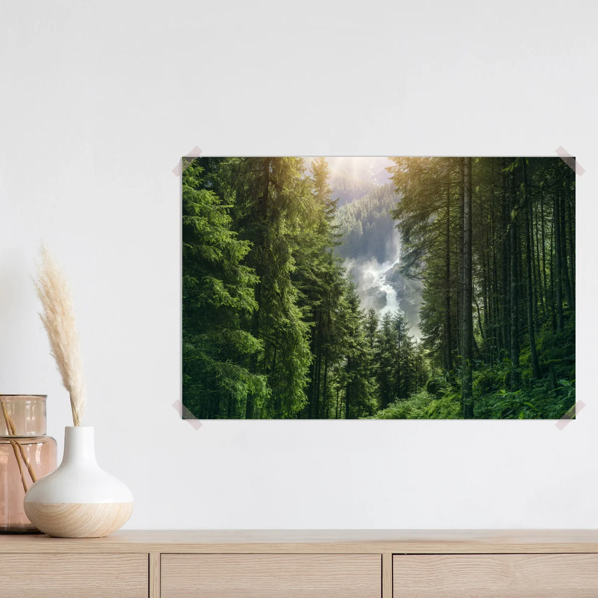 Poster Krimml wasserfall im üppigen alpinen wald Poster Krimml wasserfall im üppigen alpinen wald