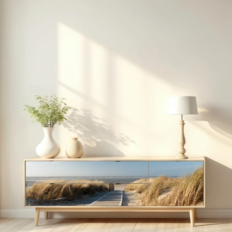 Repositionierbarer Aufkleber holzsteg zum meer Repositionierbarer Aufkleber holzsteg zum meer